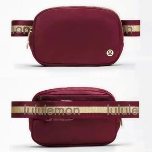 Lululemon Maroon Belt Bag with Gold Details